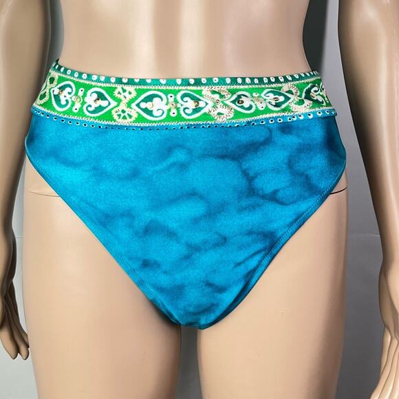 Gottex Vintage Underwire High Leg Teal Blue Two Piece Bikini Set - Picture 7 of 15